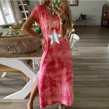 Load image into Gallery viewer, fashion women tie-dye long maxi loose dress ladies short sleeve v neck summer holiday party beach sundress

