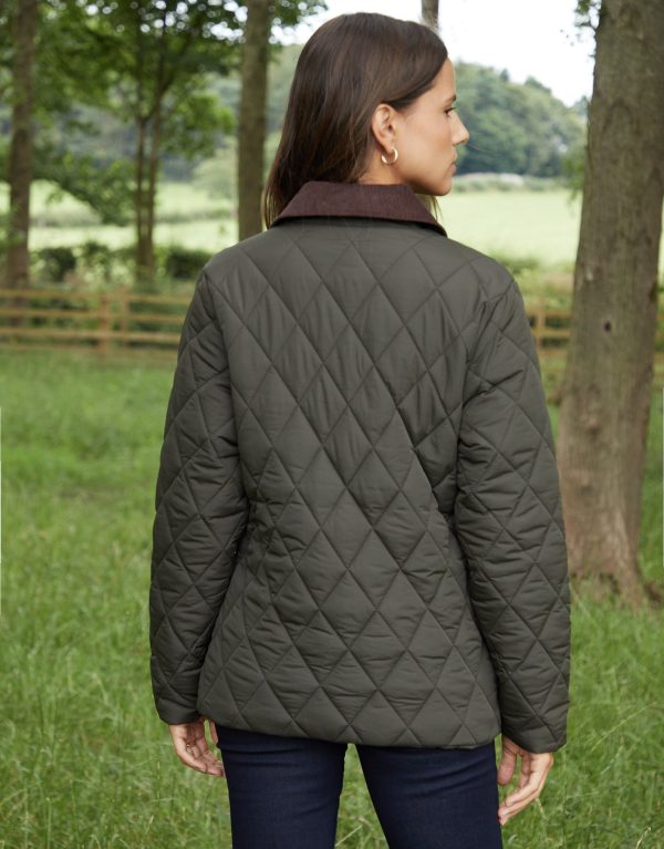 Women's Khaki Cord Collar Diamond Quilted Heritage Jacket - Image 2