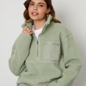 Women's Sage Half Zip Borg Fleece