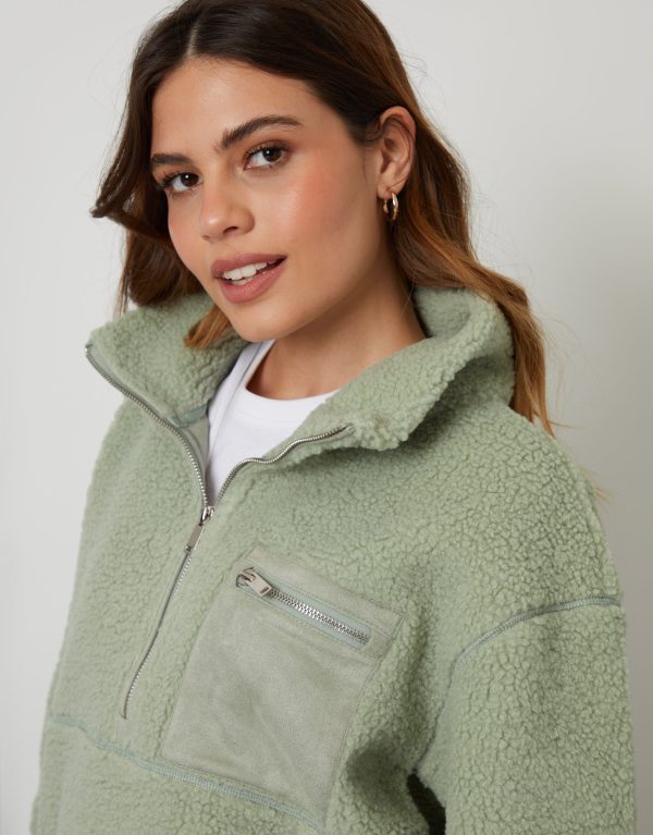 Women's Sage Half Zip Borg Fleece - Image 4