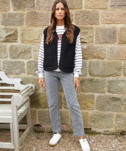 Women's Black Reversible Fleece Borg Gilet