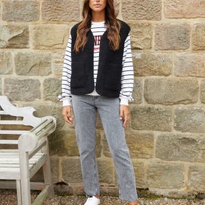 Women's Black Reversible Fleece Borg Gilet