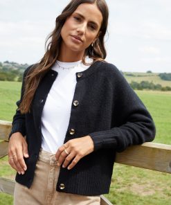 Women's Black Button Up Knitted Cardigan